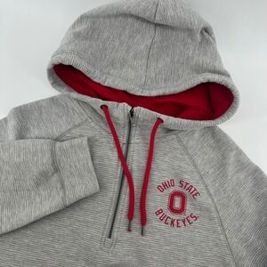 Ohio State Buckeyes Colosseum Mens Small Quarter Zip‎ Hoodie Sweatshirt Gray Red